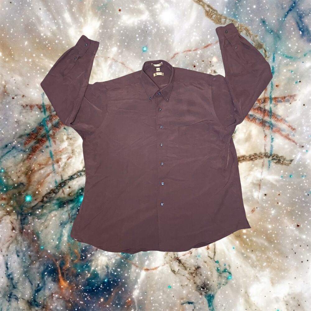 Arrow Microtech Mens 17.5 34/35 Brown Rayon Long Sleeve Shirt XL⁠